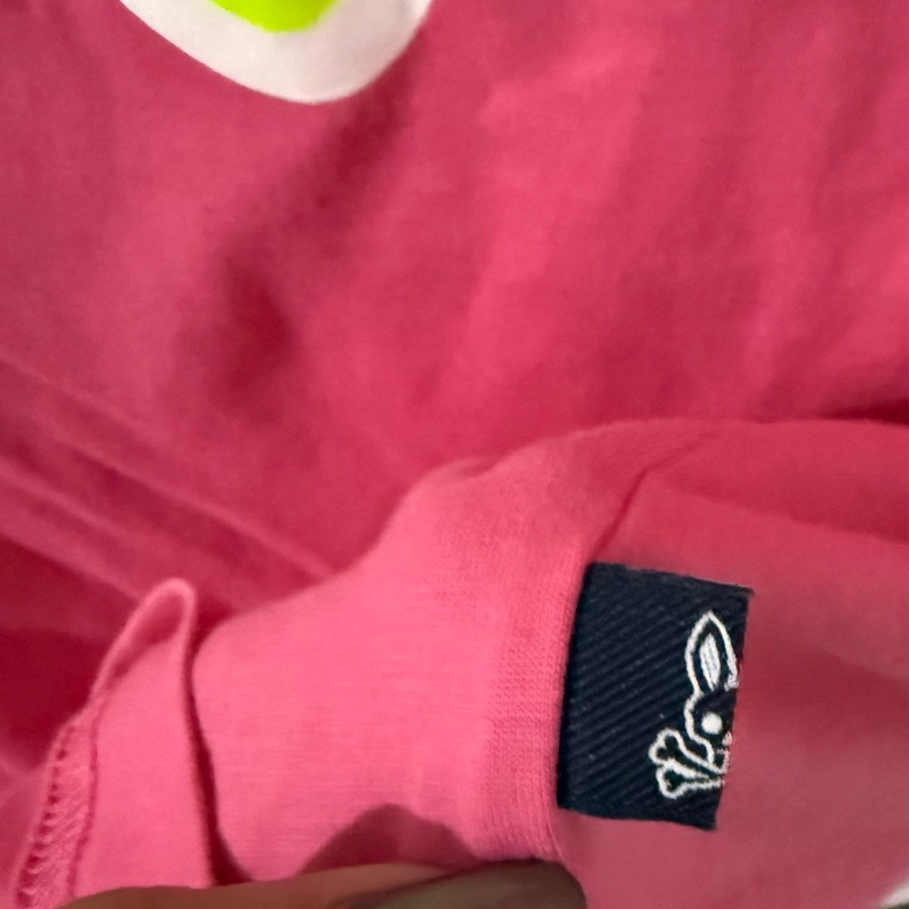 Psycho Bunny T-Shirt in Pink with Lime Logo - Picture 3 of 4